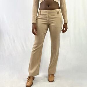 Limited Cassidy Neutral Beige Mid Rise Herringbone Texture Trousers Pants Sz 6